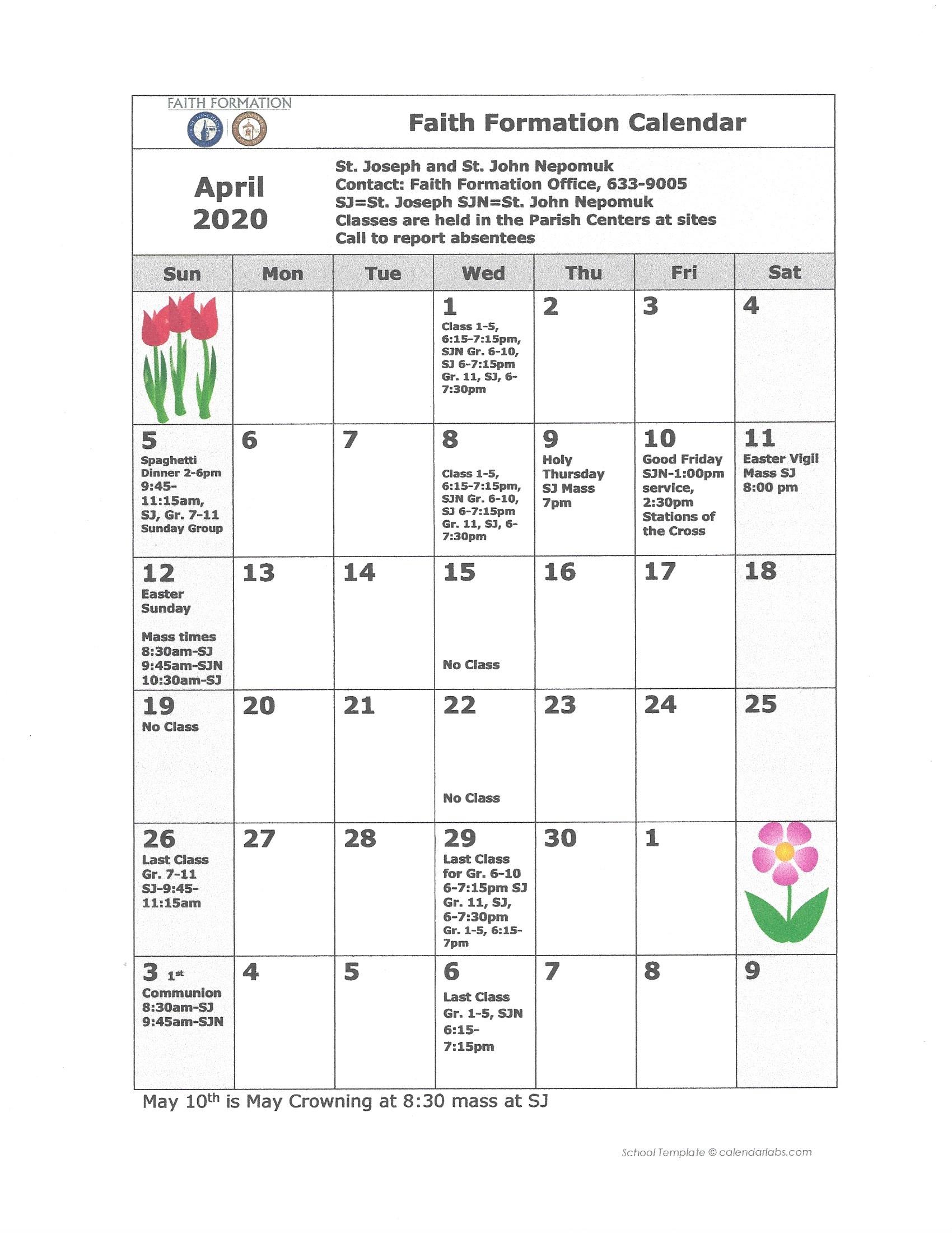 201819 Calendar St. Joseph Parish